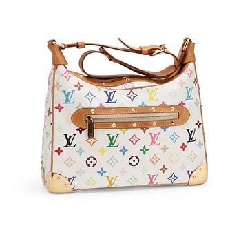 563. LOUIS VUITTON, a white multicolored mongram canvas shoulder bag.