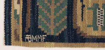 TEXTILE. "Medaljongerna". Flat weave (rölakan). 59 x 88,5 cm. Signed AB MMF.