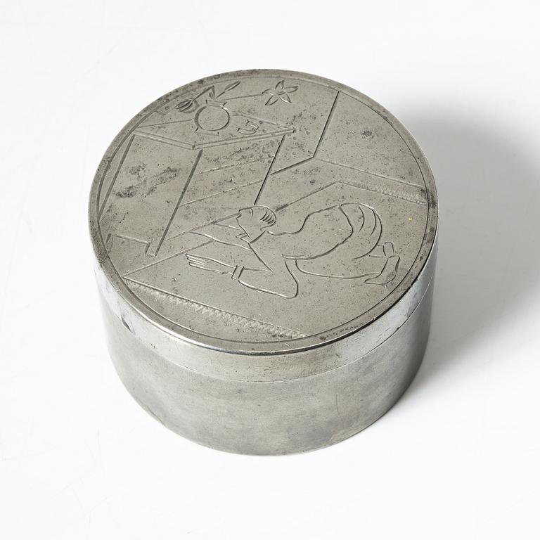 Sylvia Stave, attributed to. A pewter box with cover, CG Hallberg, Stockholm 1929.