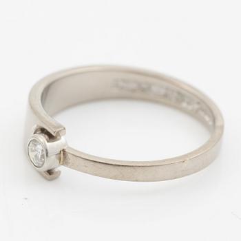 Lapponia, ring 18K white gold set with a round brilliant-cut diamond, Finland 1973.