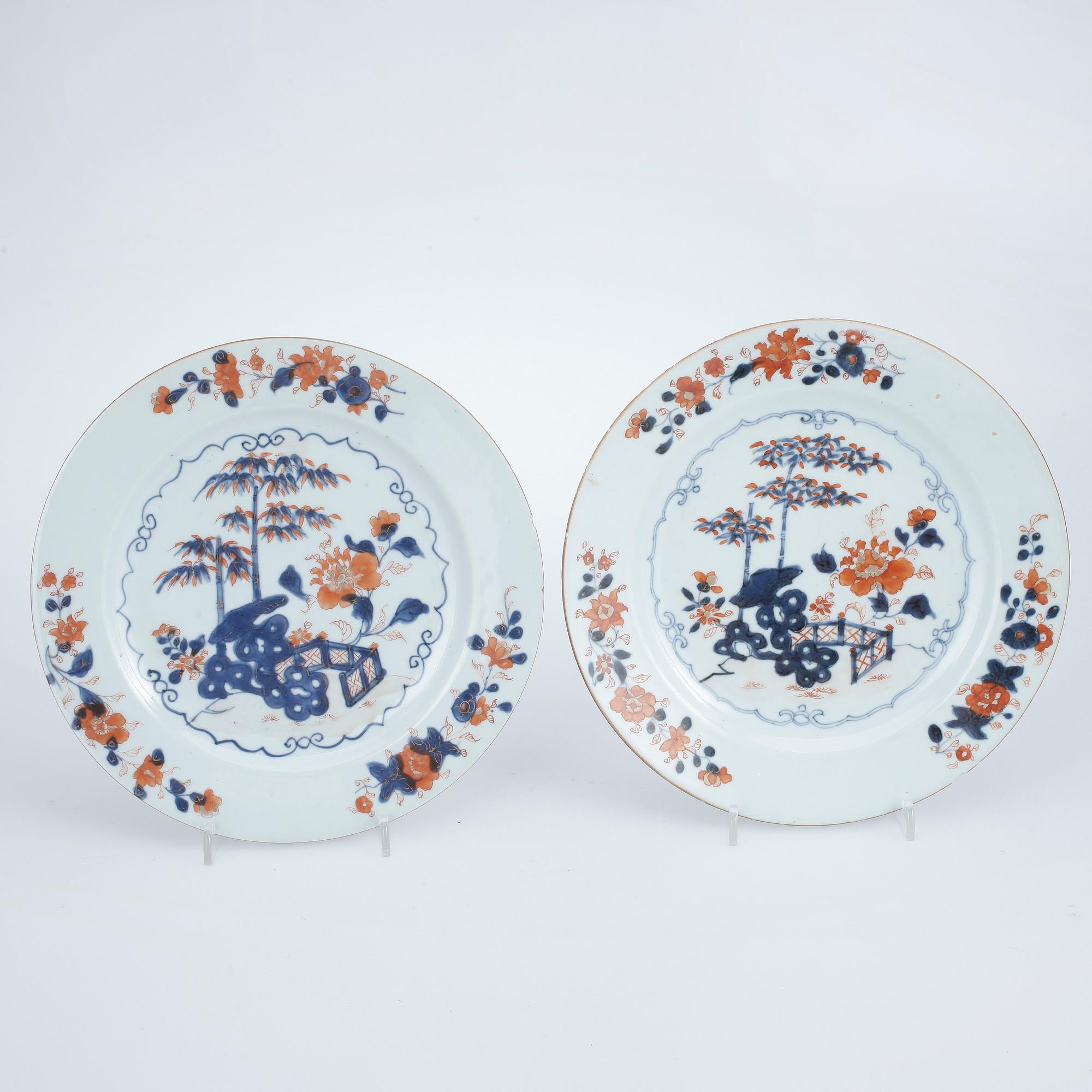 TALLRIKAR, 5 st, porslin, Qianlong, Kina 1700-tal.