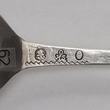 A Swedish 18th century parcel-gilt silver spoon, mark of Otto Henrik Sjöberg 1747.