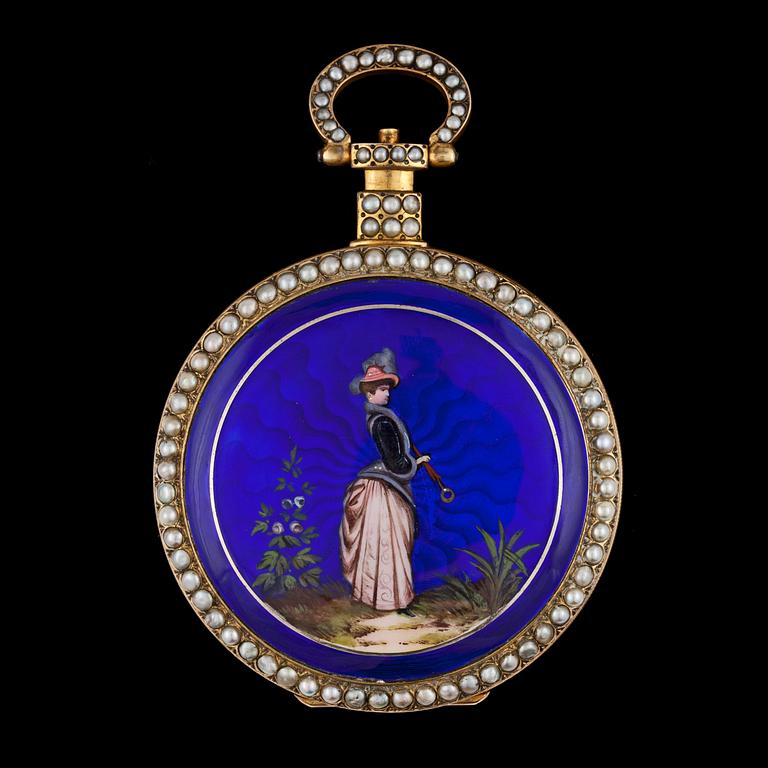 An enamel pocket watch, Richardson, London, for the Chinese market, c.1840.