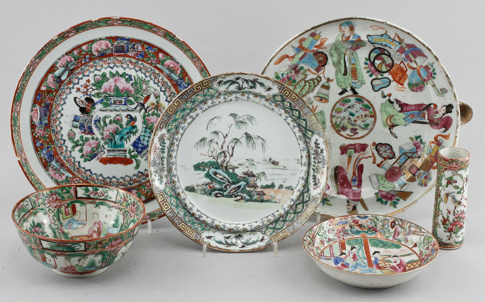 PARTI PORSLIN, 6 delar, Kanton, 1800/1900-tal.