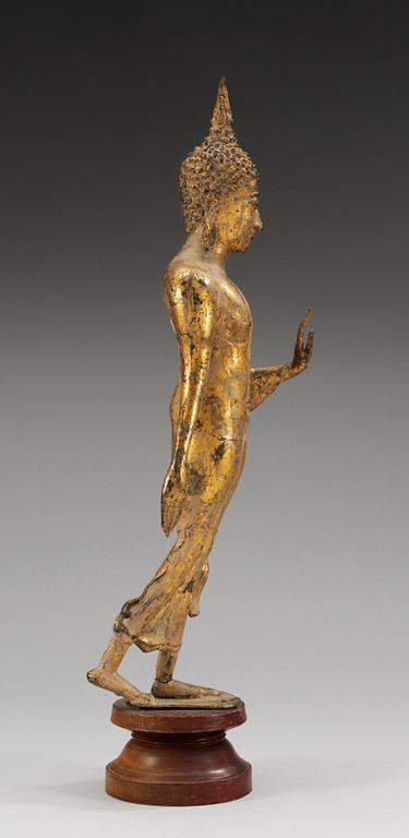 A gilt bronze figure of Buddha, Thailand, 19th Century.