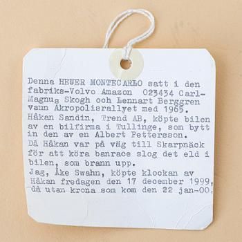 Heuer, Monte-Carlo, "Winner of the Acropolis Rally 1965 Carl Magnus Skogh and Lennart Berggren", ca 1965.