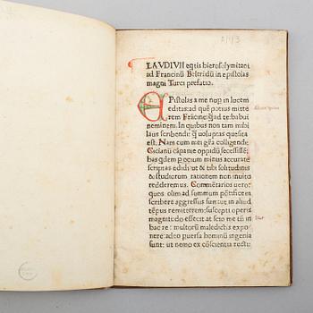 BOOK, Incunable, Rome 1473.