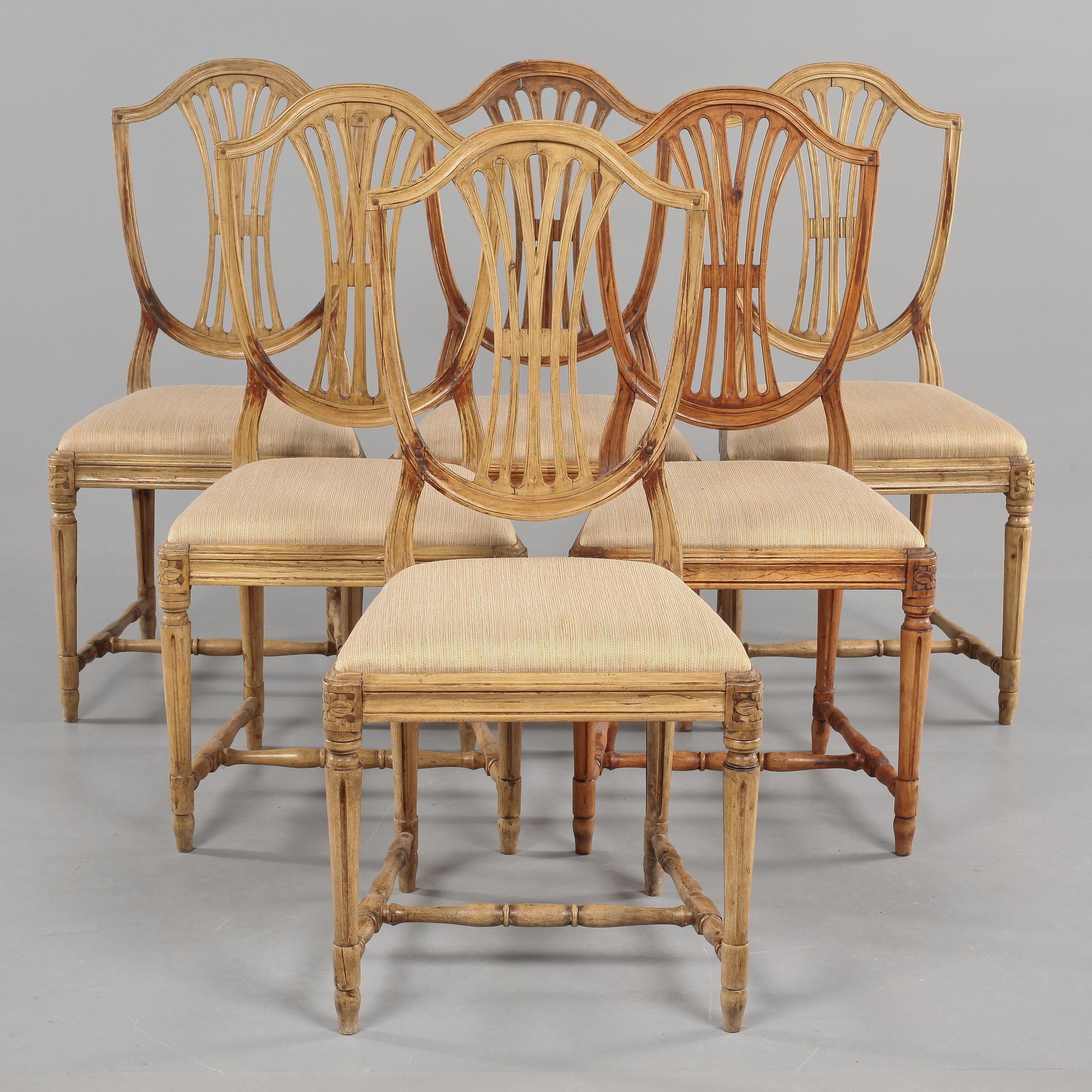 STOLAR, 6 st, gustavianska, omkring 1800.