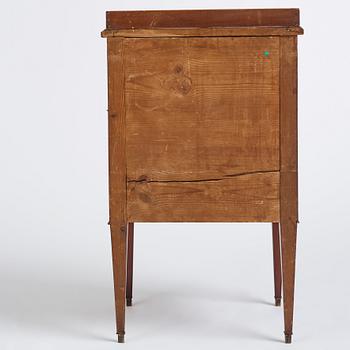 A late Gustavian mahogany-veneered chamberpot cupboard, circa 1800.