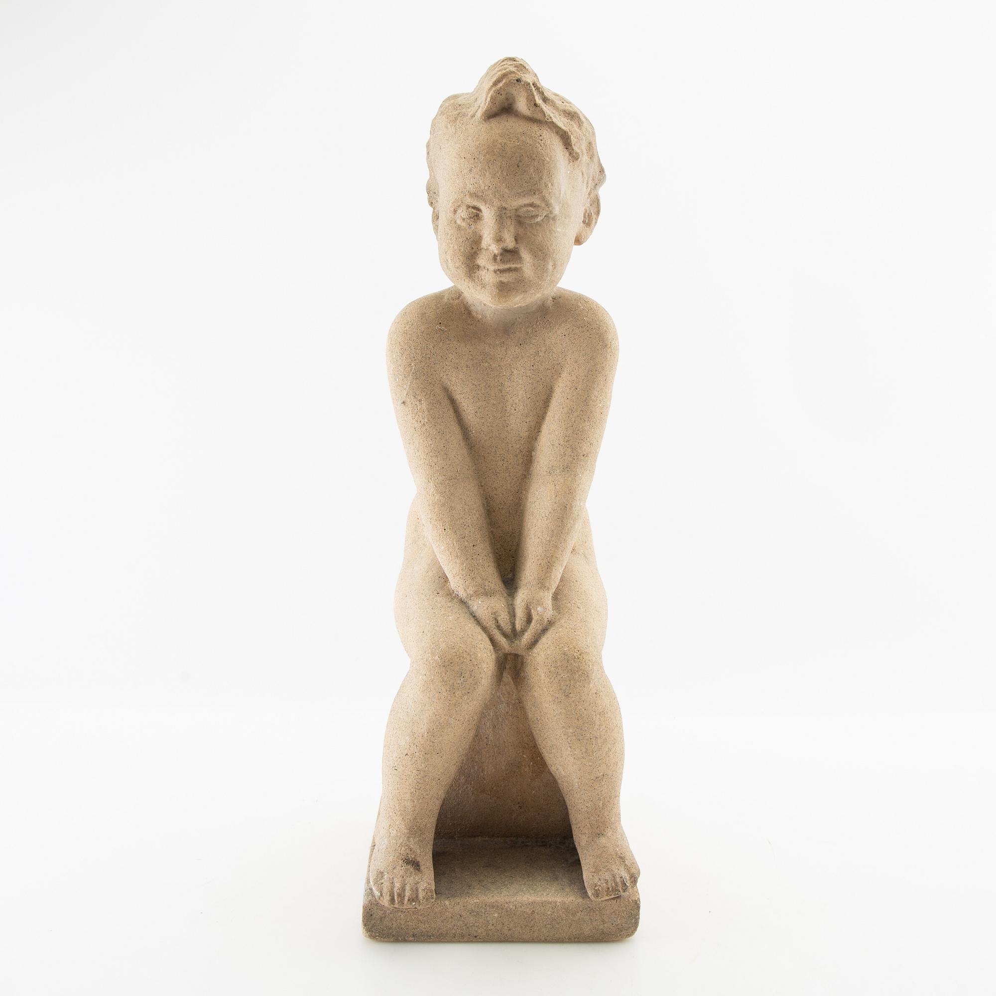 Okänd konstnär 1900-tal, skulptur Sittande barn.