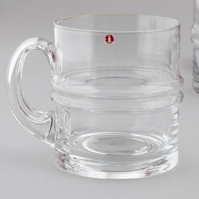 TIMO SARPANEVA, 24 parts glass tableware, Pisaranrengas /Drop ring / Ripple, Iittala, 1960/70s.