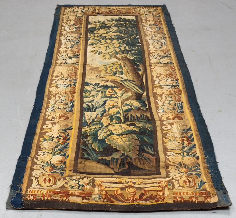 A tapestry, "Verdure", tapestry weave, "entre-fenêtre", Aubusson around 1700-first half of the 18th century.