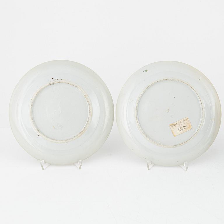 Five Canton porcelain plates and a vase, China, second half of the 19th century.