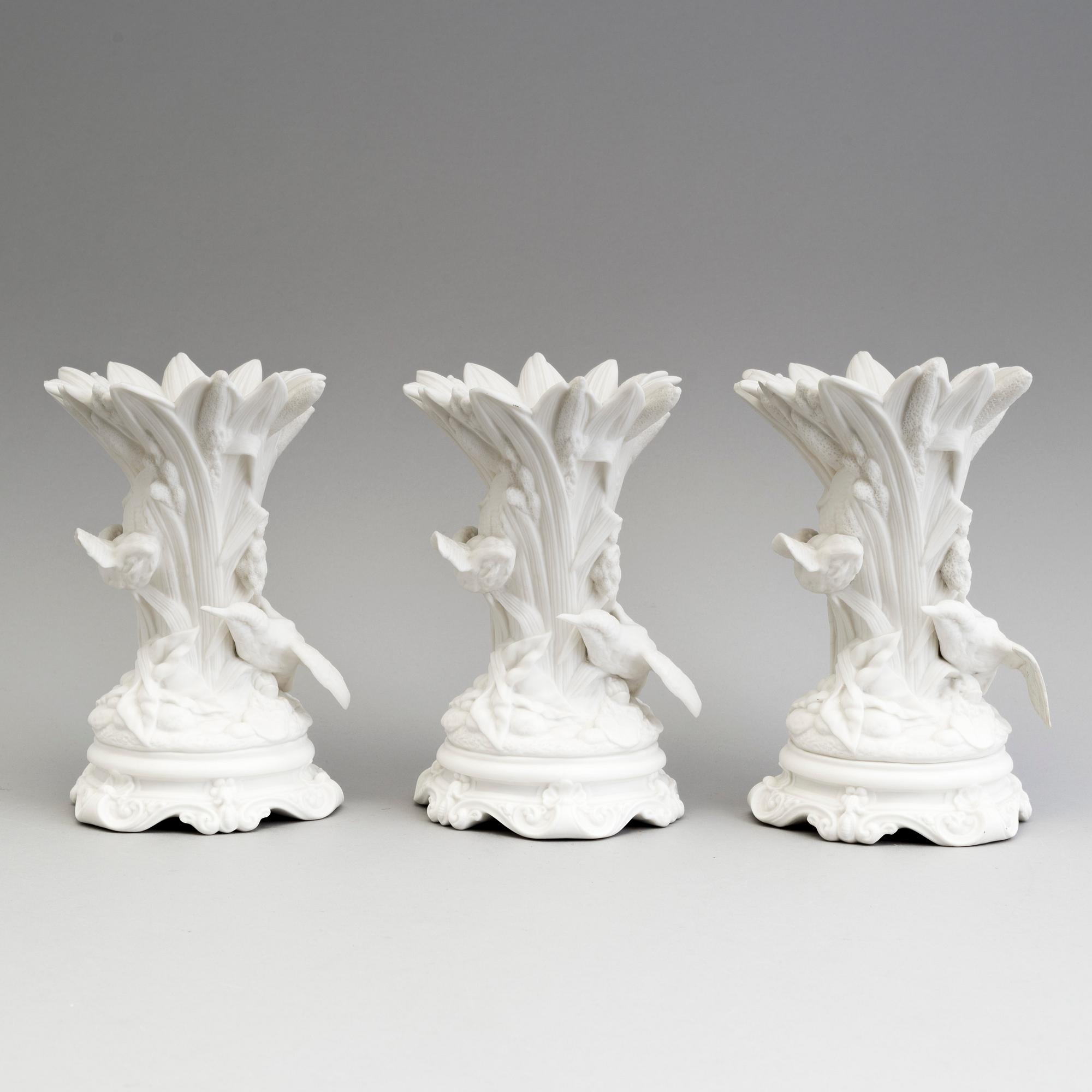 THREE PARIAN FLOWER VASES, Gustafsberg, second half of the 19th century.