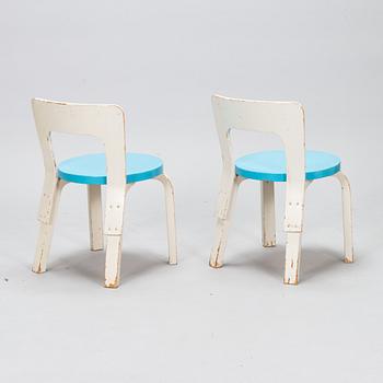 Alvar Aalto, barnstolar, 4 st, N65, Artek, 1960-tal.