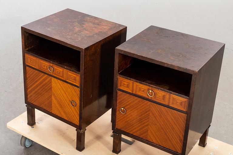 A pair of 1930/40:s Axel Larsson for SMF (Svenska Möbel Fabrikerna) Bodafors night stands.
