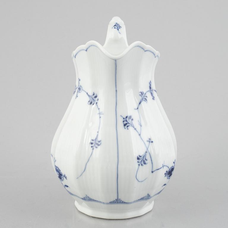 A 'Blue Fluted Plain' / 'Musselmalet rifflet' pitcher, Royal Copenhagen, model 356, post 1923.