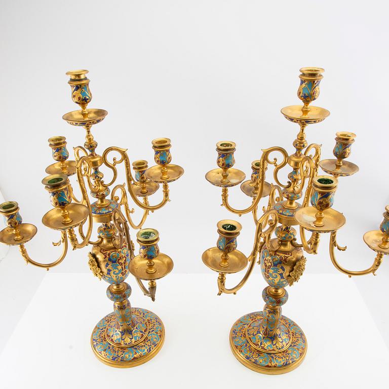 Candelabras, one pair from the first half of the 20th century.