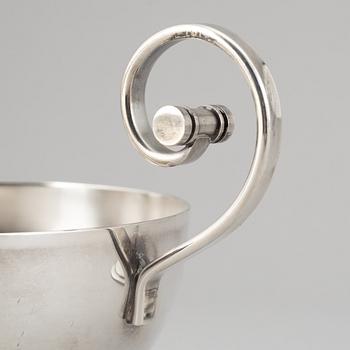 A Swedish silver plated sugar bowl with lid, CG Hallberg, probably designed by Sylvia Stave.