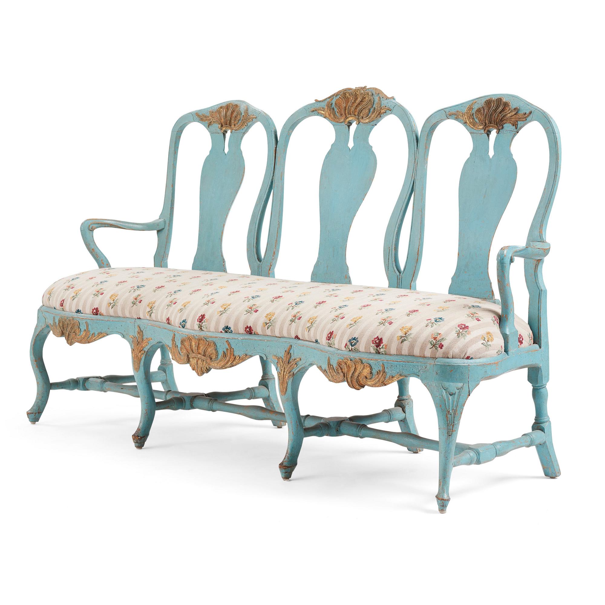 A Swedish Rococo sofa, second part of the 18th century.