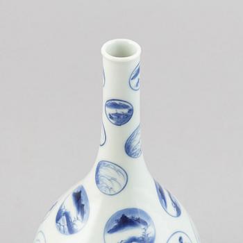 A Japanese blue and white 'Arita ware' bottle vase, 19th century.