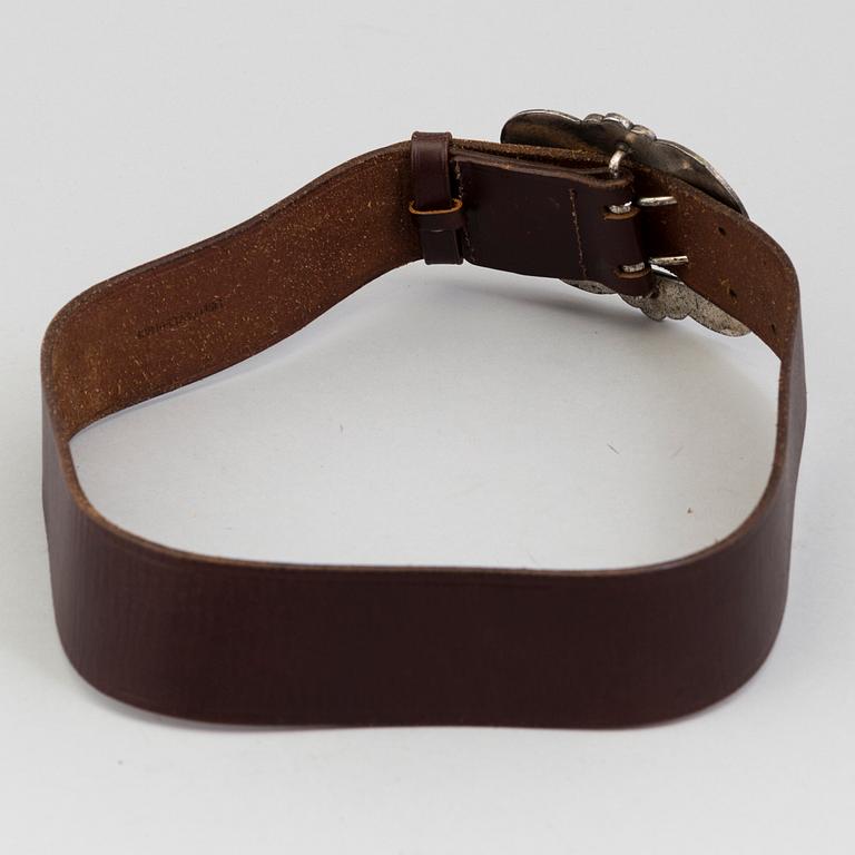 Two leather belts by Ralph Lauren.