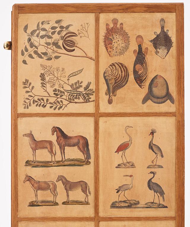 Josef Frank, a rare cabinet covered with prints depicting different animals and plants, Firma Svenskt Tenn, Sweden 1940s.