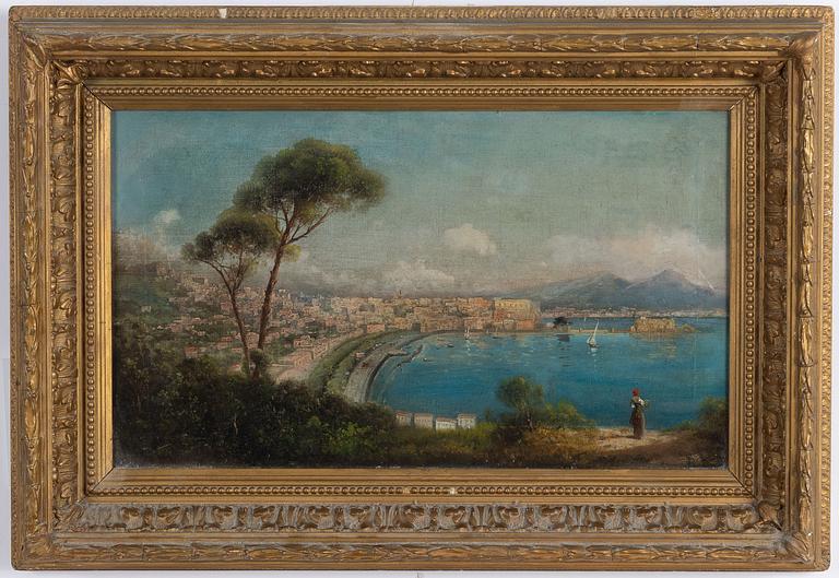 Okänd konstnär, 1800-tal, Vy över Neapelbukten.
