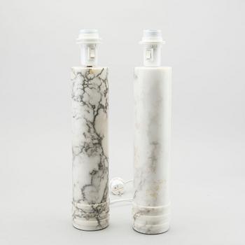 BERGBOM'S, a pair of white marble table lamps, Sweden 1960's.