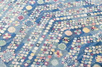 Barbro Nilsson, a carpet, 'Violetta blå', knotted pile, ca 243,5 x 142 cm, signed AB MMF BN.