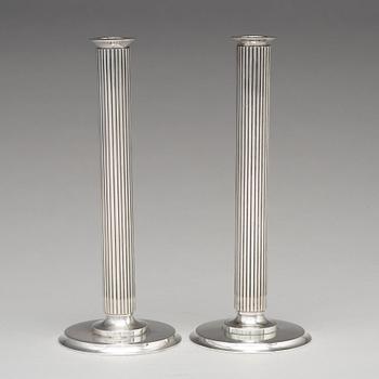 Sigvard Bernadotte, a pair of sterling silver candlesticks, Georg Jensen, Copenhagen 1945-77, design nr 855B.