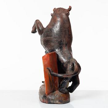 Allan Ebeling, a glazed ceramic sculpture of a bullfighter, Torshälla.