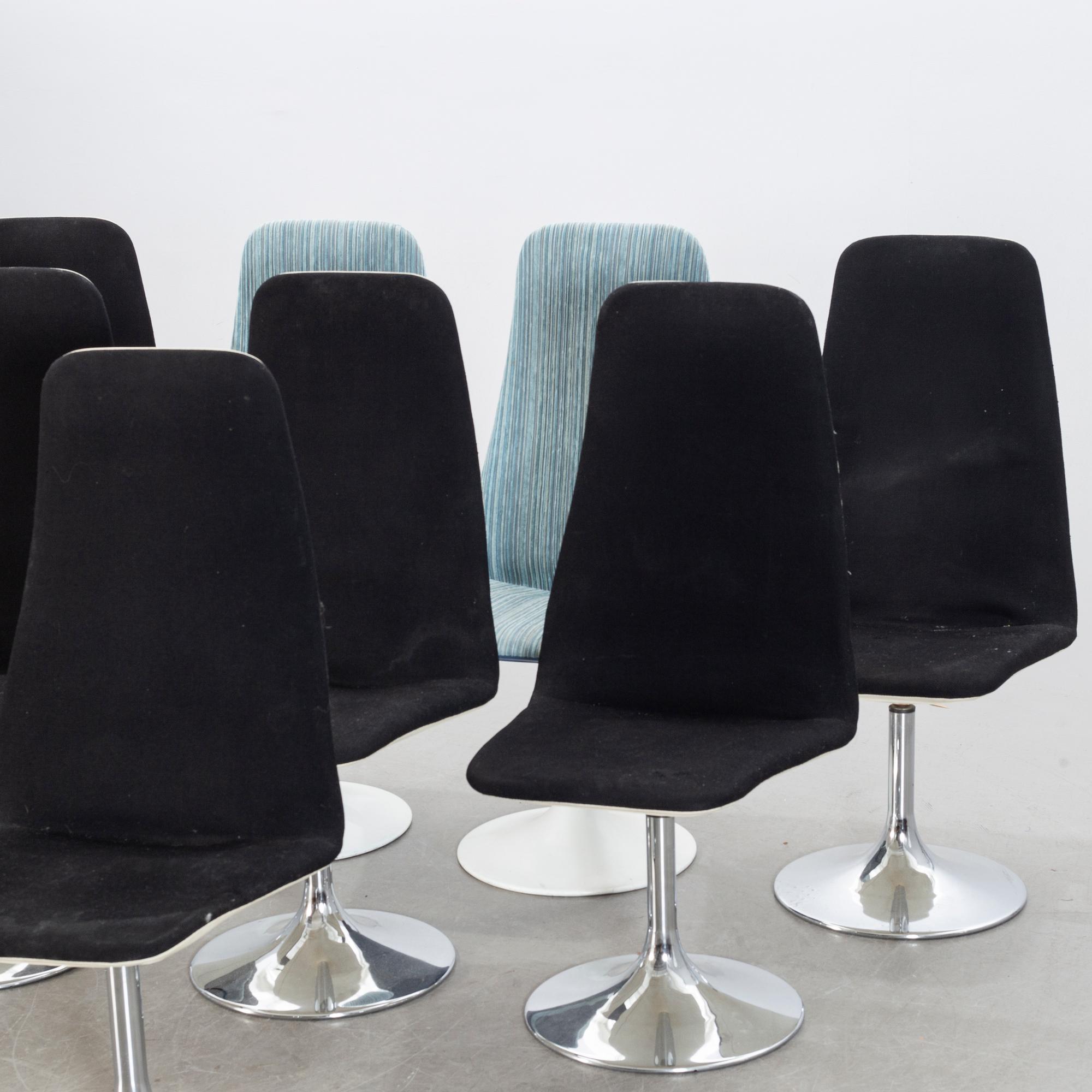 JOHANSON DESIGN, 6+2 chairs, "Viggen", second half of the 20th century.