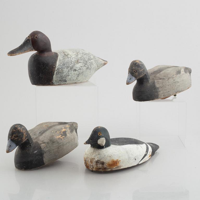 A set of four decoy ducks, first half of the 20th Century.