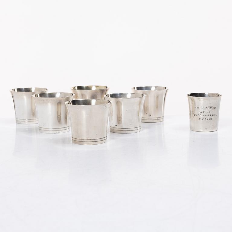 Seven Swedish silver cups, Stockholm 1950s-60s.