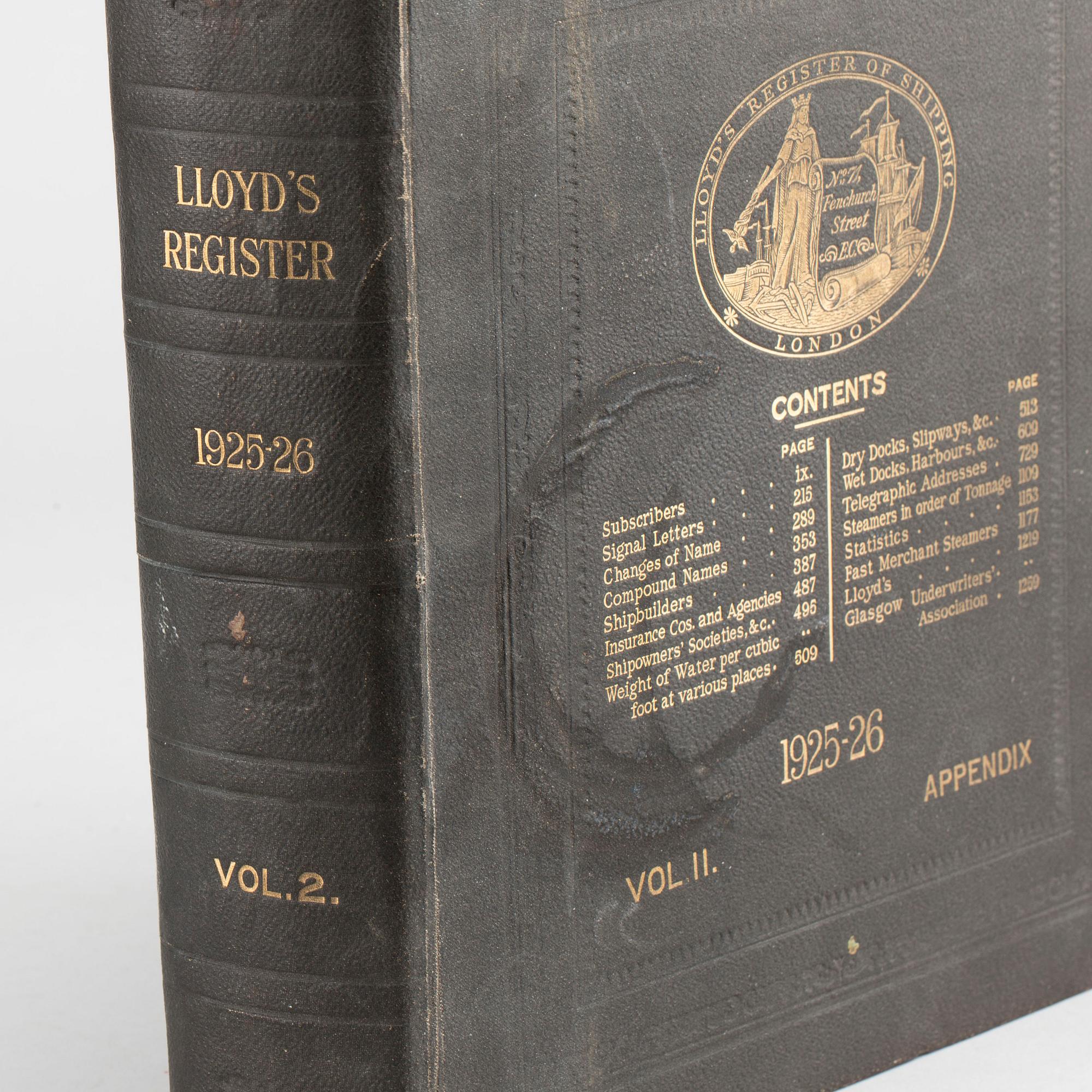 LLOYD'S REGISTER OF SHIPPING LONDON 1925-26- VOL II.