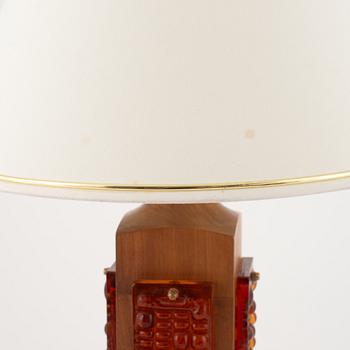 Table lamps, a pair, walnut, 1960s/70s.