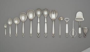 JOHAN ROHDE för Georg Jensen, bestickuppsättning, 147 delar, "Konge/Acorn", Köpenhamn 1945-77.