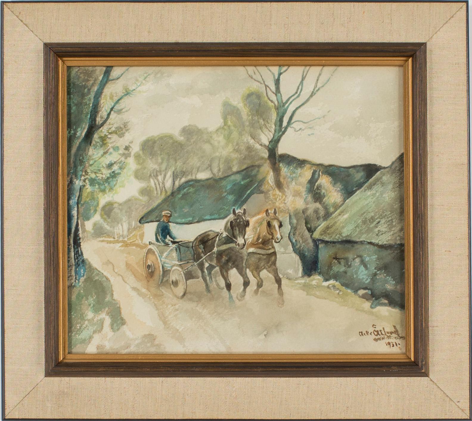 ACKE ÅSLUND, akvarell på papper, signerad och daterad 1931.