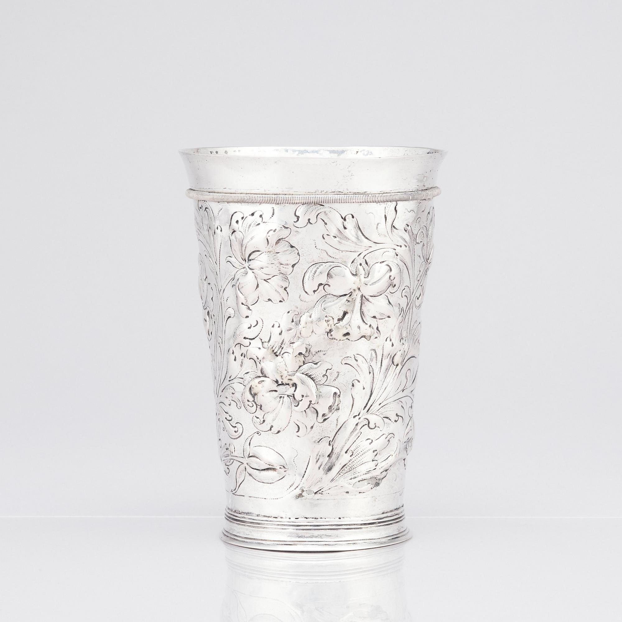 Leonhard Rothaer I, bägare, silver, Hamburg (1671-1699). Barock.