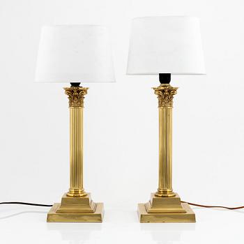 A pair of brass table lights, second half of the 20th century.