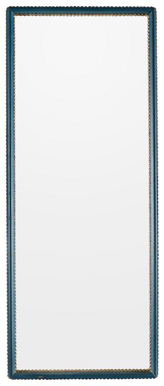 A wall mirror attributed to Otto Schulz by Boet, 1930's-40's in blue artificial leather.