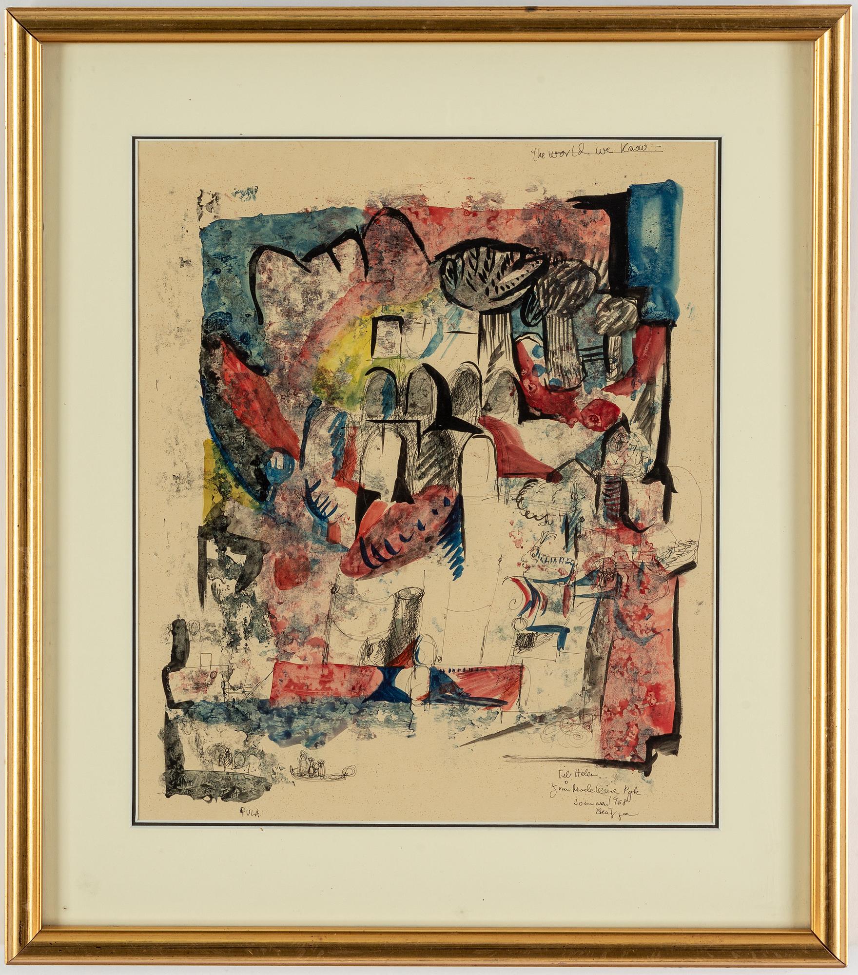 MADELEINE PYK, mixed media on paper, signed and dated 1968.