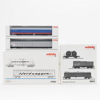 Märklin, eight freight cars, gauge H0, in boxes.