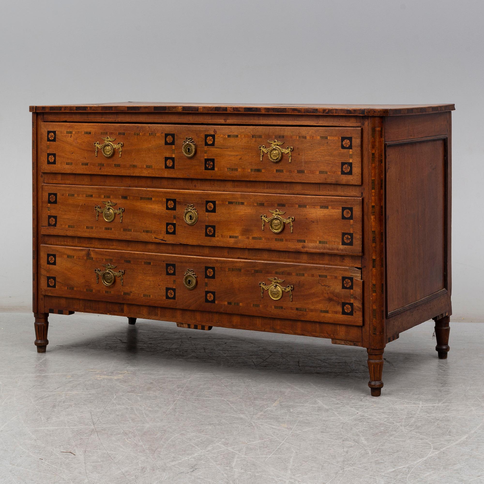 A mid european Louis XVI chest of drawers, ca 1800.
