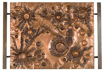 Reino Niskanen, a copper relief signed and dated -73.