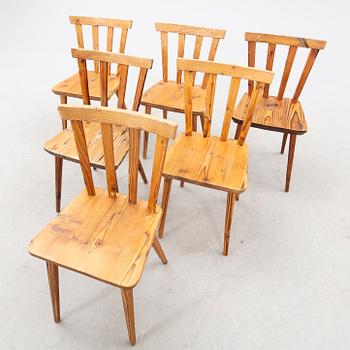 A set of six pine chairs mid 1900s.