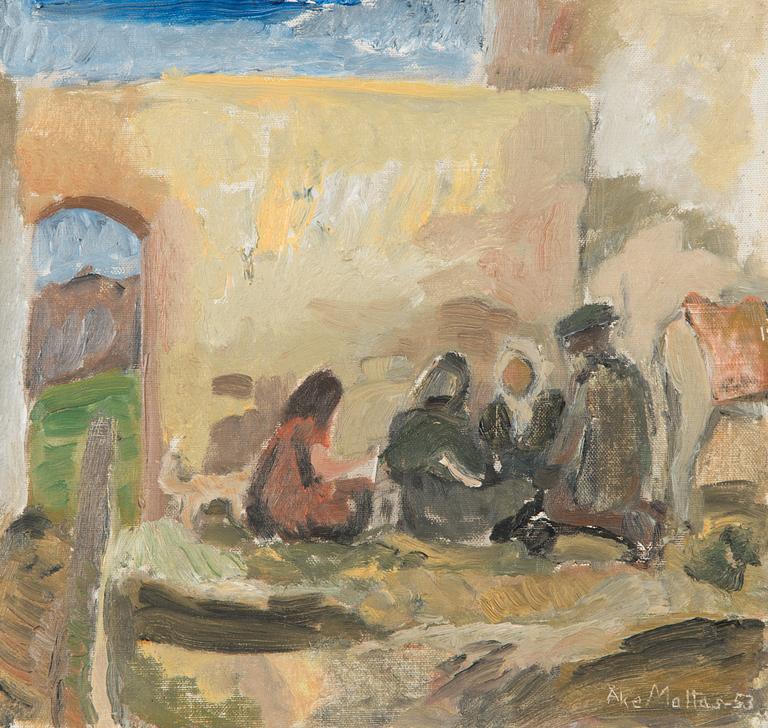 Åke Mattas, olja på pannå, signerad och daterad-53.