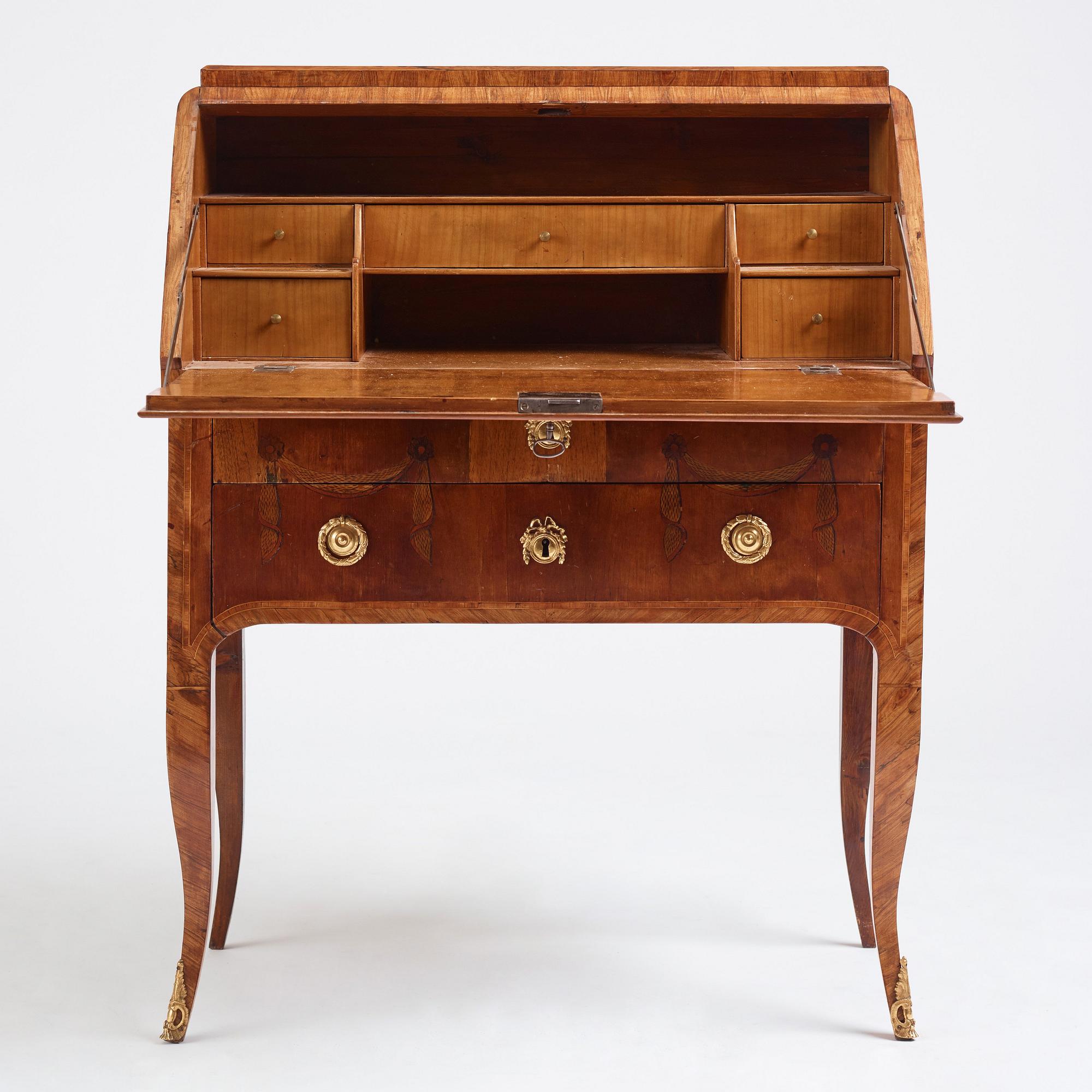 A Gustavian secretaire attributed to  J Hultsten (master in Stockholm 1773-1794), late 18th century .