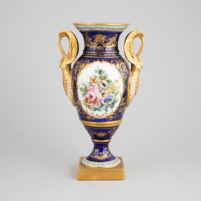 An Empire style porcelain urn decorated by Atelier Le Tallec, France, mid 20th century.